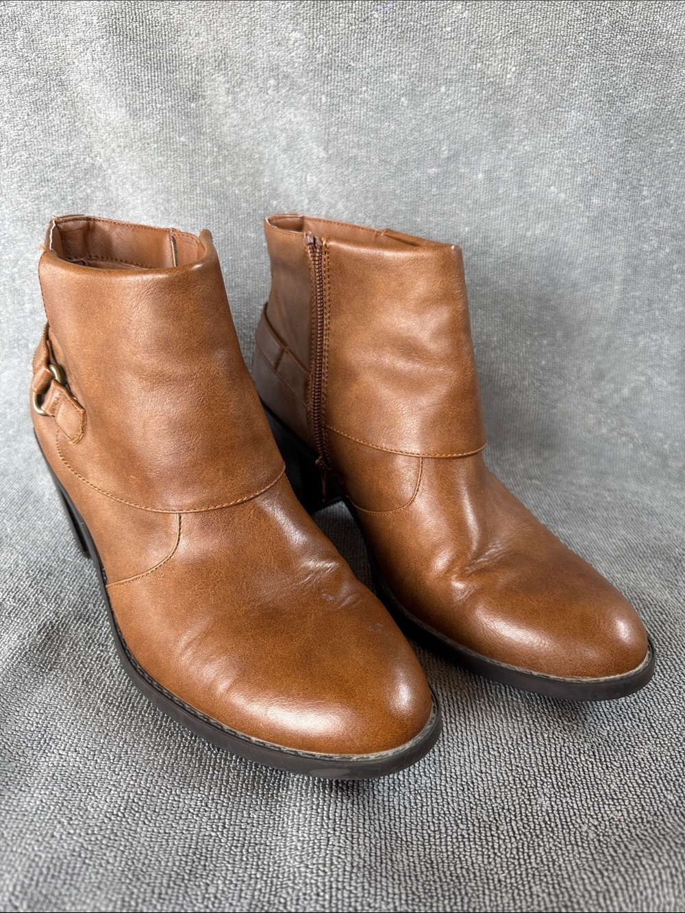 Wear.Ever by Beartraps Tan/Brown Faux Leather Block Heel Boots Size 9.5